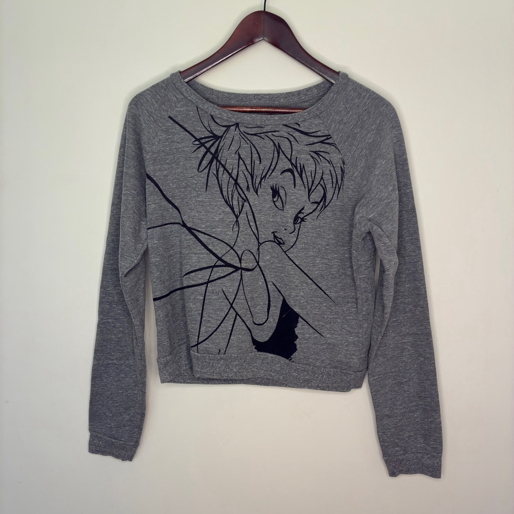 Women's Disney Tinkerbell Graphic Sweatshirt Size M Grey